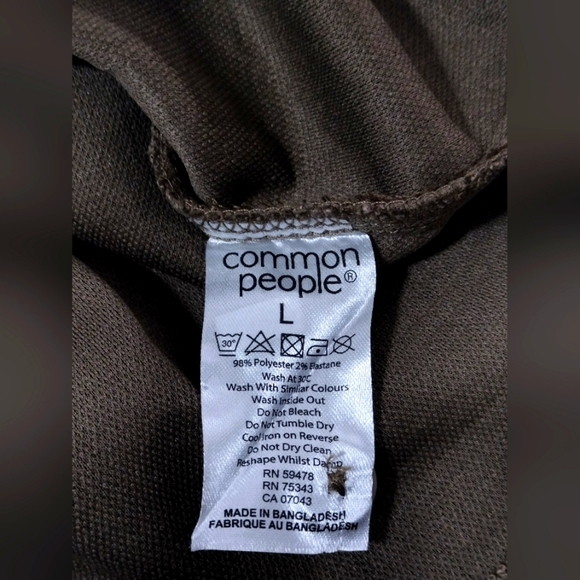 Common People Men's Terry Square Casual Brown Button Down Shirt for Men/Size L - Picture 4 of 4